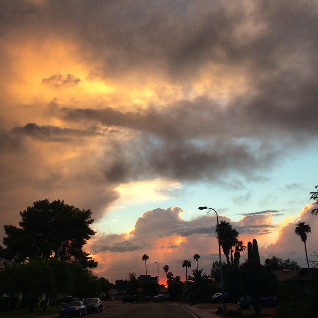 I know the #arizonasky pics are probably getting old, but this was just too beautiful. #Stormysky at #sunset in #tempe