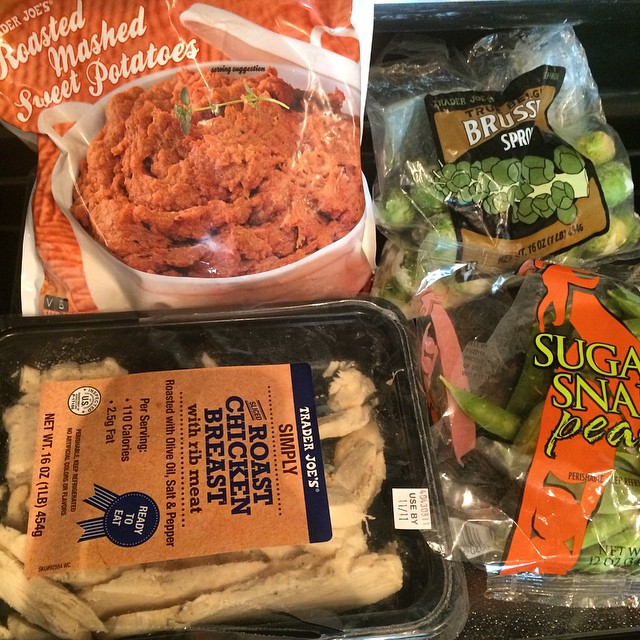 I'd like to give a shout out to #traderjoes for catering to the lazy meal prepper! Those #sweetpotatoes are a game changer!! One ingredient. By having all this stuff on hand and frozen it doesn't go bad and takes like 2 mins to make a simple meal of protein, carb and veg. Clean, healthy and EASY- just like me